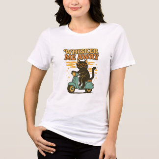 Whiskers Me Away Retro Cat T Shirt