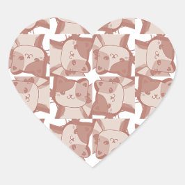 Whisker's Stollig: Soft Rosa Calico Kitten Mönster Hjärtformat Klistermärke