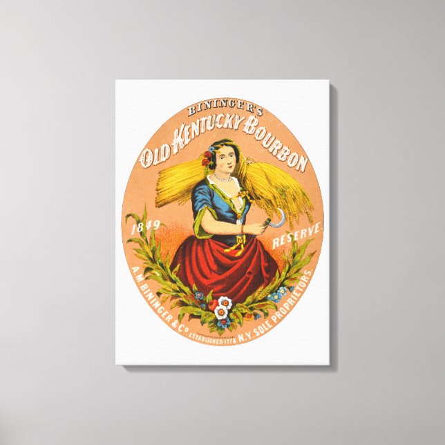 Whiskey Advertising Label, Circa 1860 Canvastryck (Framsida)