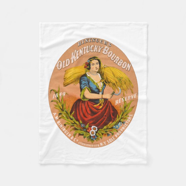Whiskey Advertising Label, Circa 1860 Fleecefilt (Framsidan)