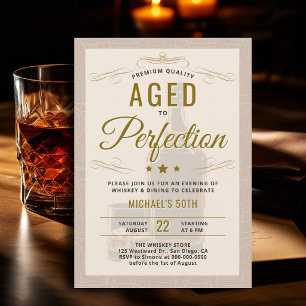 Whiskey Åldrad till Perfektion Cream 50-årsfirande Inbjudningar