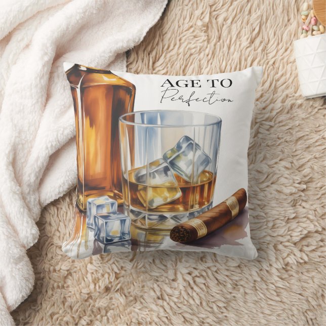 Whiskey and Cigar Men’s Birthday Party Kudde (Filt)