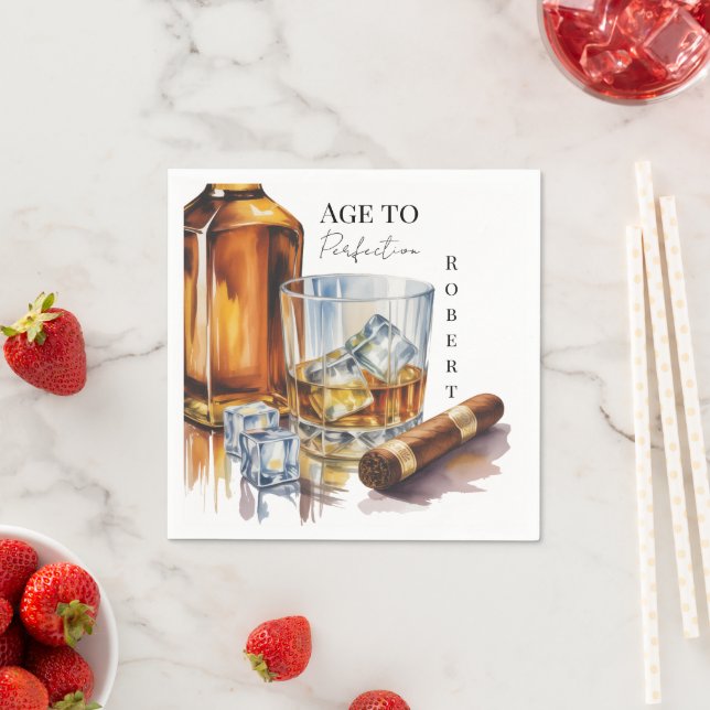 Whiskey and Cigar Men’s Birthday Party Pappersservett (Insitu)