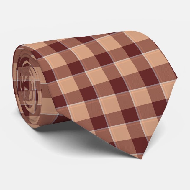 Whiskey and Livid Brown Plaid Neck Tie Slips (Rullad)