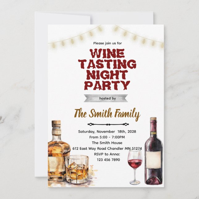 Whiskey and Wine party invitation  Inbjudningar (Framsida)