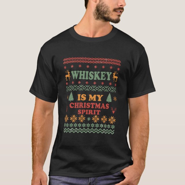 Whiskey är min julklapp som är konstig ful sweater t shirt (Framsida)