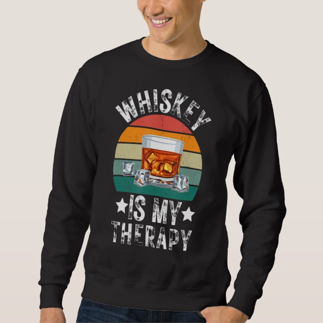 Whiskey är min terapi som dricker Pub Pub Bartende Lång Ärmad Tröja (Framsida)