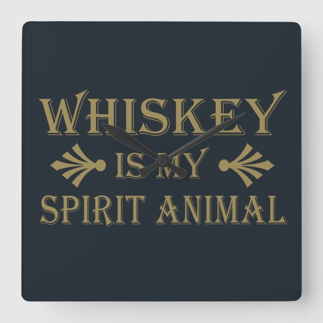 Whiskey är mitt spritdjur ord fyrkantig klocka (Framsida)