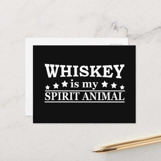 Whiskey är mitt spritdjur ord helg vykort (Fram/Back In Situ)