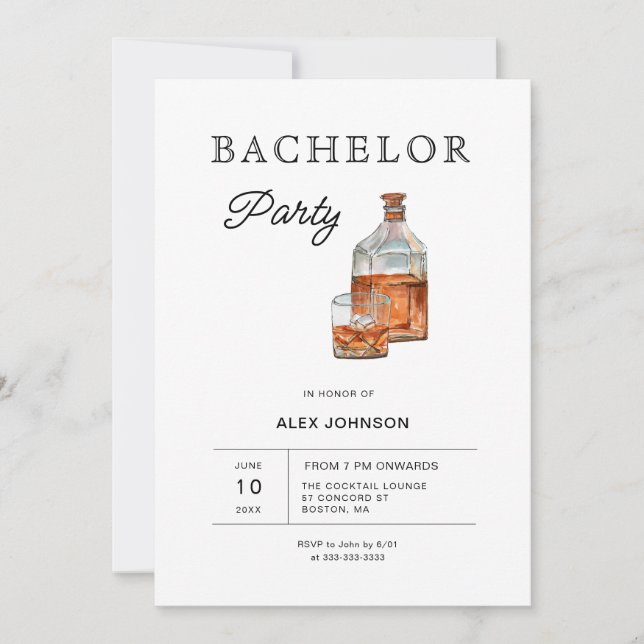 Whiskey Bachelor Party Inbjudningar (Framsida)