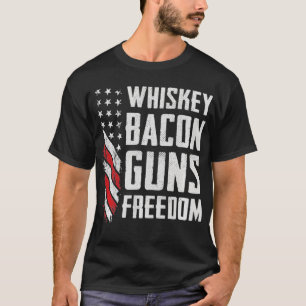 Whiskey Bacon Guns Freedom BBQ Grill Drinking Roli T Shirt
