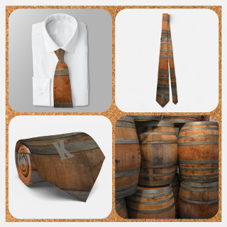 Whiskey Barrel Kegs Brown och Grått Monogrammed Slips