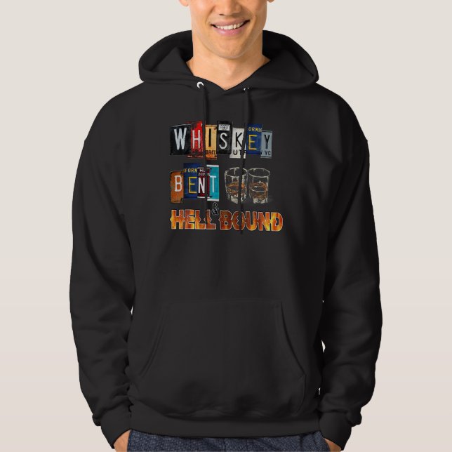 Whiskey Bent and Hellbound Funny Whiskey Bourbon D Hoodie (Framsida)