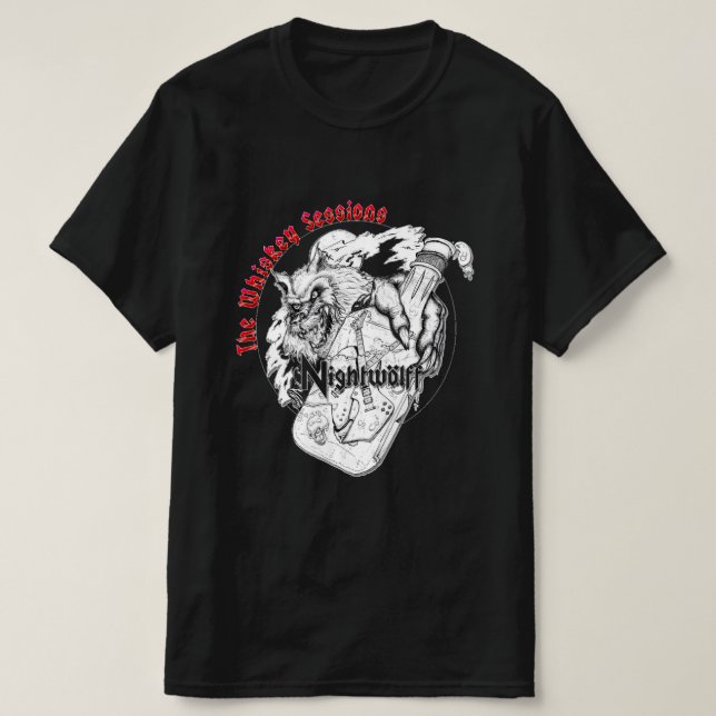 Whiskey besöker Nightwolff T Shirt (Design framsida)