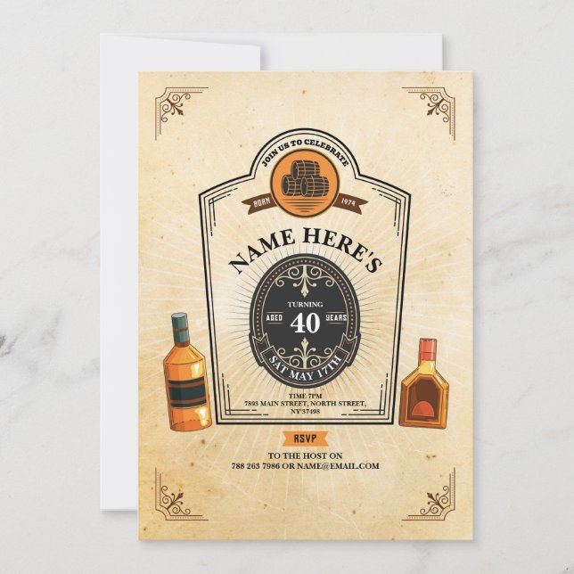 Whiskey Birthday Åldras to Perfection 50 th 60 th  Inbjudningar (Framsida)