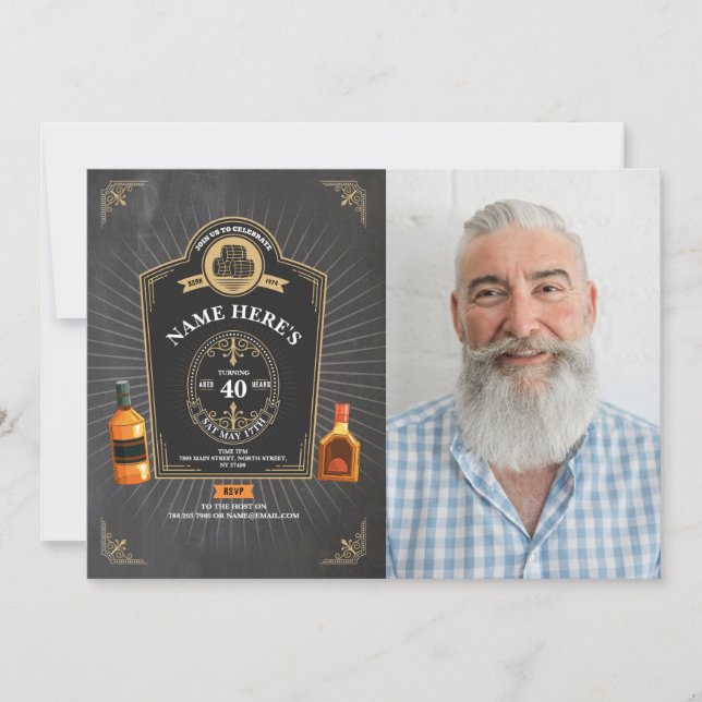 Whiskey Birthday Åldras to Perfection 50th Chalk Inbjudningar (Framsida)