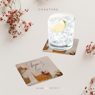 Whiskey | Boho Flowers | Aestesiskt Underlägg Papper Kvadrat