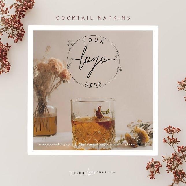 Whiskey | Boho Flowers | Aesthetic Cocktail Pappersservett (Skapare uppladdad)