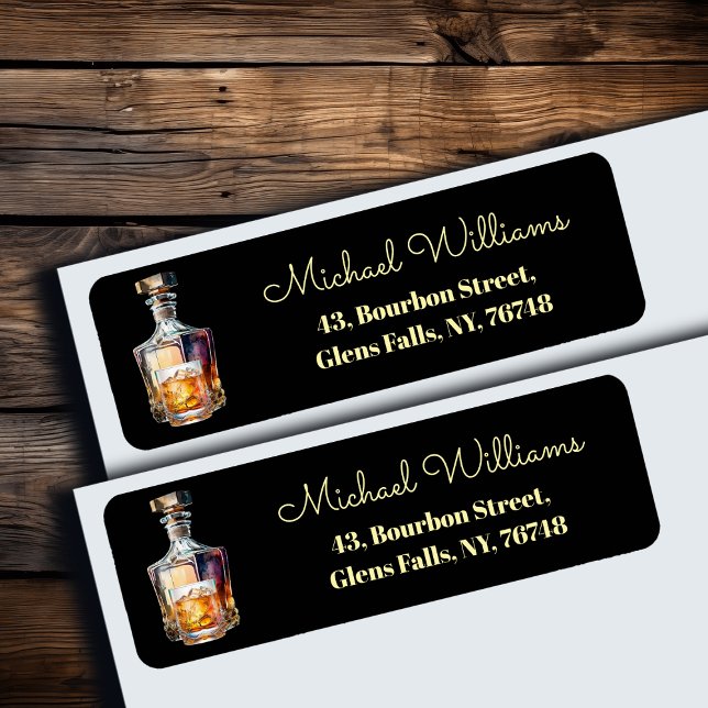 Whiskey Bottle Glass Return Address Returadress Etikett (Skapare uppladdad)