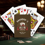 Whiskey Brown Bachelor Party Custom Poker Casinokort<br><div class="desc">Raise the stakes at bachelor weekend poker games with these brown "All In Before the Ring" custom playing cards wrapped in a rugged whiskey-barrel design. The rich brown backdrop with poker card graphics brings speakeasy, cabin, or brewery crawl vibes to every hand dealt. Personalize with the groom's name, location, and...</div>
