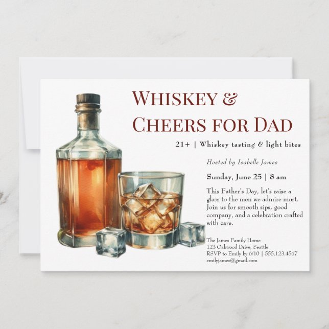 Whiskey & Cheers - Editable Far Day Inbjudningar (Framsida)