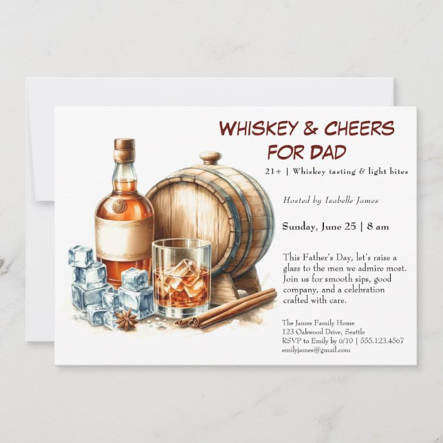 Whiskey & Cheers – Redigerbar Fars Dag  Inbjudningar (Framsida)