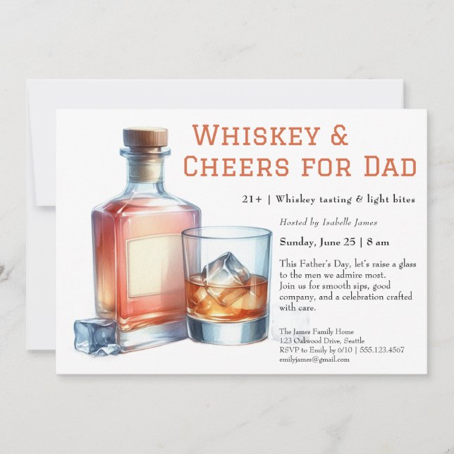 Whiskey & Cheers – Redigerbar Fars Dag  Inbjudningar (Framsida)