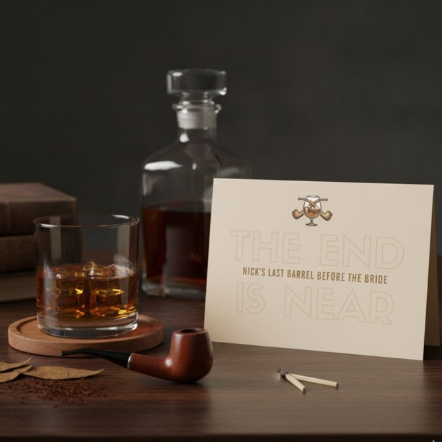 Whiskey & Cigar Bröllopsfest för Brudgummen Inbjud Inbjudningar (Whiskey & Cigar Groom Bachelor Party Invite)