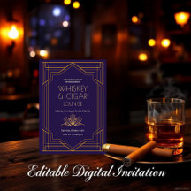 Whiskey & Cigar Lounge 1920-tals Art Deco-inbjudan