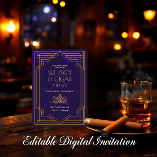 Whiskey & Cigar Lounge 1920-tals Art Deco-inbjudan Inbjudningar
