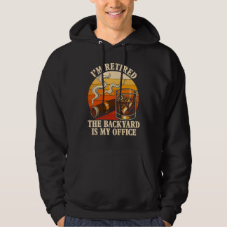 Whiskey Cigar Pension Humor Vintage Bakgård Hoodie