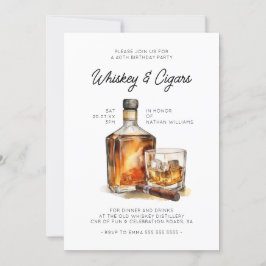 Whiskey & Cigars Manar Födelsedag Inbjudningar