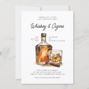 Whiskey & Cigars Manar Födelsedag Inbjudningar