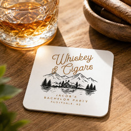 Whiskey & Cigars Sällmannafest Stuga Självhushåll Underlägg Papper Kvadrat