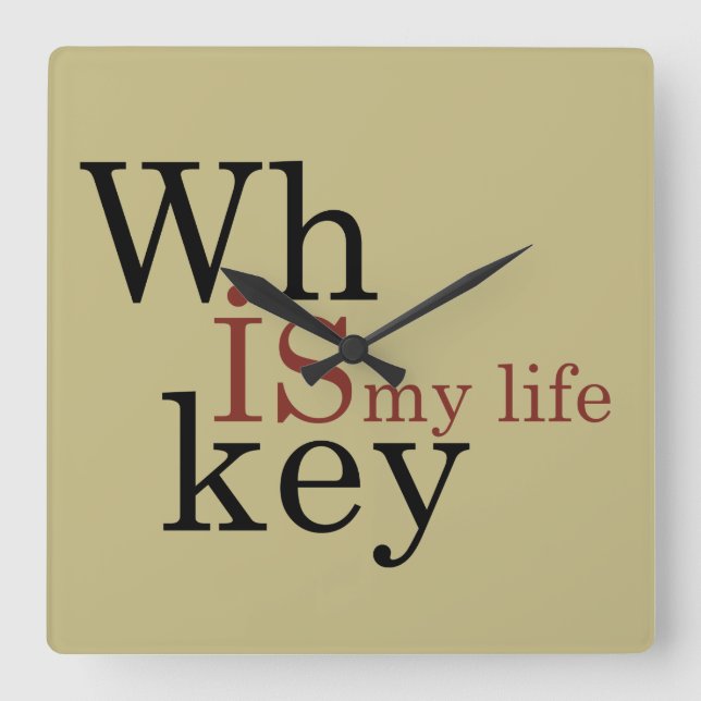 Whiskey citerar lustig alkohol ord fyrkantig klocka (Framsida)