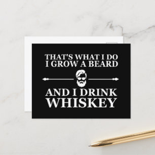 Whiskey citerar med lustigt skäggigt ord helg vykort