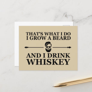 Whiskey citerar med lustigt skäggigt ord helg vykort