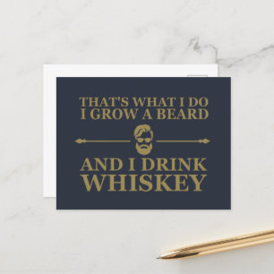 Whiskey citerar med lustigt skäggigt ord helg vykort