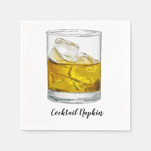 Whiskey Cocktail Napkin Pappersservett (Framsidan)