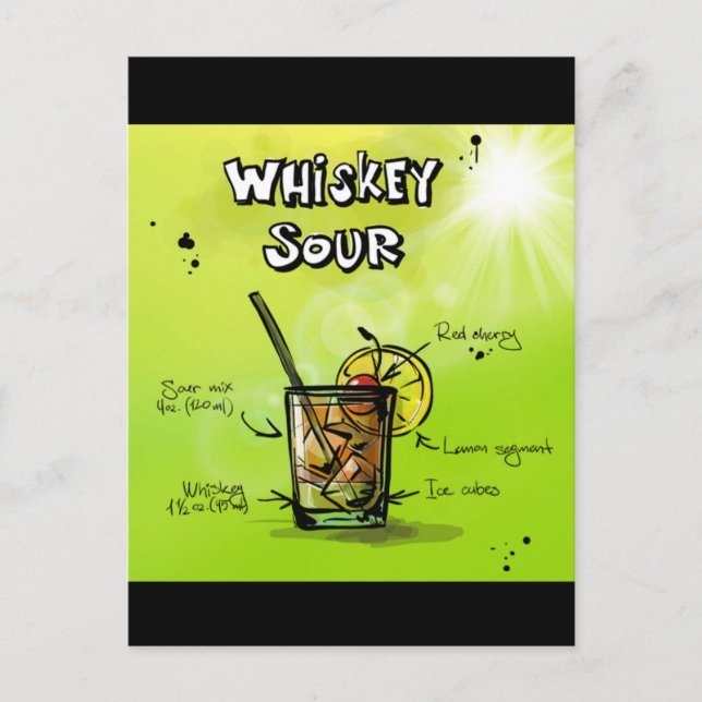 Whiskey Cocktail Recipe Vykort (Framsida)