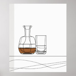 Whiskey Decanter glass bra line minimalist art Poster