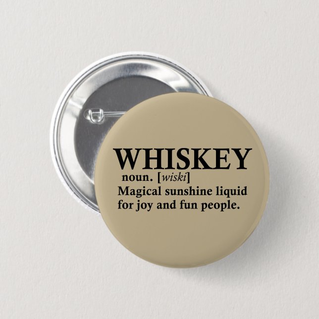 Whiskey-definition lustig alkohol ord-gåvor knapp (Framsida & baksida)
