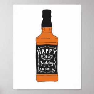 Whiskey Flaska 21:a födelsedagen Whiskey Älskare Poster