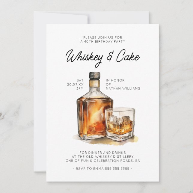 Whiskey Födelsedagsfest inbjudan (Framsida)