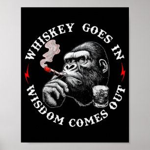 Whiskey Går In Visdom Kommer Ut Rolig Apa (på Poster