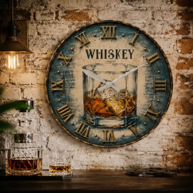Whiskey Glass Bar Decor Stor Klocka (Skapare uppladdad)