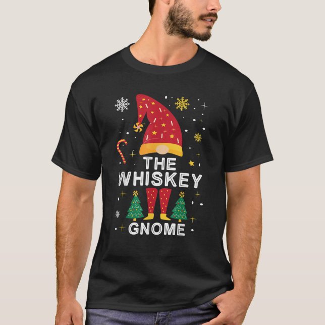 Whiskey Gnome Christmas Plaid Matching Family Funn T Shirt (Framsida)