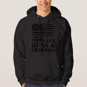Whiskey Guns & Freedom - USA flagga Drinking Funny Hoodie