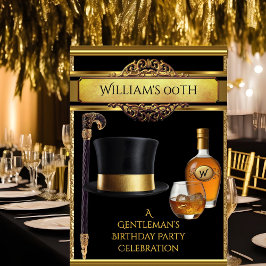 Whiskey Herrar Elegant Guld Svart Födelsedag  Inbjudningar