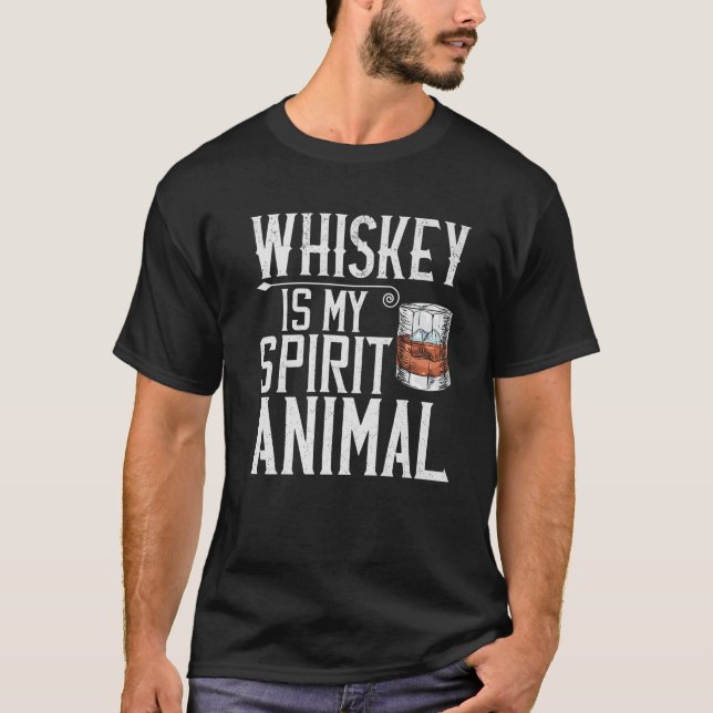 Whiskey Is My Spirit Animal T Shirt (Framsida)